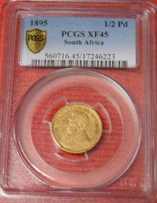 1895 South Africa ZAR half pond PCGS XF45