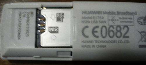 Vodafone Huawei E1750 3G USB Modem - Name Plate
