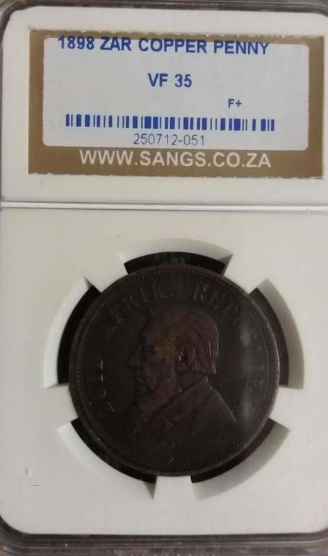 1898 ZAR PENNY SANGS GRADED VF 35!!