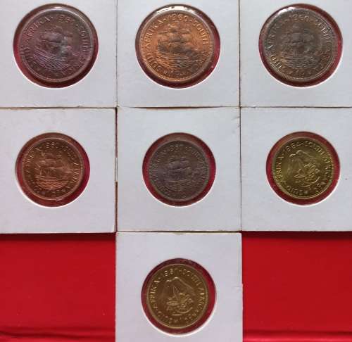 PROOF 1960 1D,1/2D AND 1/2c COINS,DIFFERENT TONING, ONE BID FOR THE LOT...