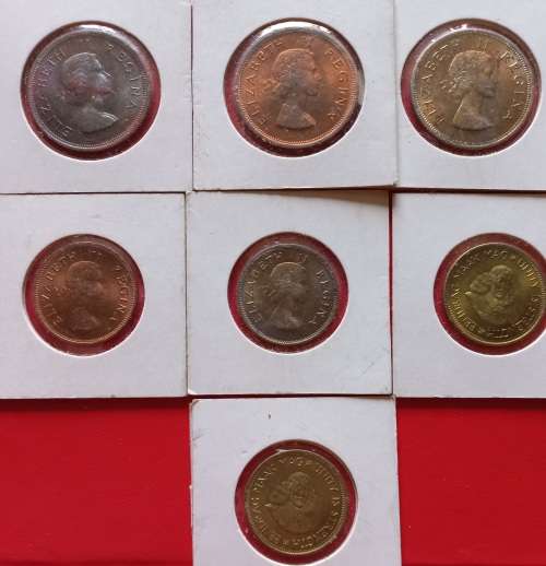 PROOF 1960 1D,1/2D AND 1/2c COINS,DIFFERENT TONING, ONE BID FOR THE LOT...