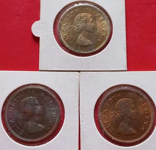 PROOF 1960 1D,1/2D AND 1/2c COINS,DIFFERENT TONING, ONE BID FOR THE LOT...