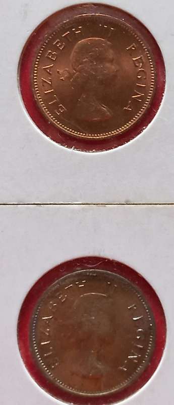 PROOF 1960 1D,1/2D AND 1/2c COINS,DIFFERENT TONING, ONE BID FOR THE LOT...