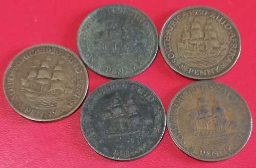 1926,1927,1928 and 2× 1930 PENNIES,ONE BID FOR ALL