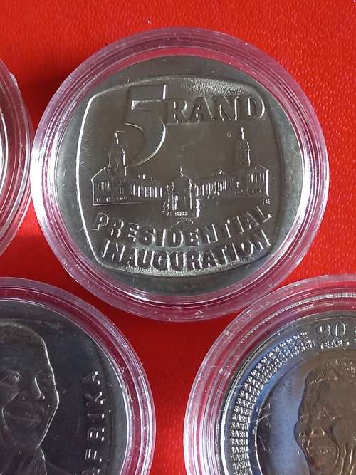 SET OF 5 UNCIRCULATED AND ENCAPSULATED R5 COINS AS PER IMAGES