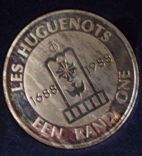 SILVER LES HUGUENOTS R1 COIN IN BLUE SA MINT BOX!!!