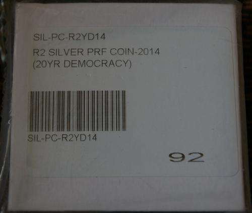 SILVER 2014 PROOF 20 YEARS OF DEMOCRACY COIN!! STILL SEALED FROM SA MINT!!!!!