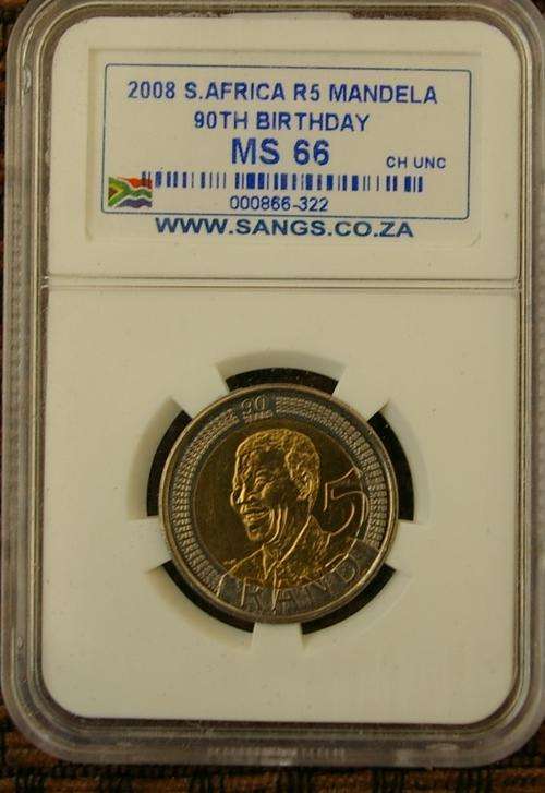 MS66 SANGS GRADED 2008 R5 MANDELA COIN!!!