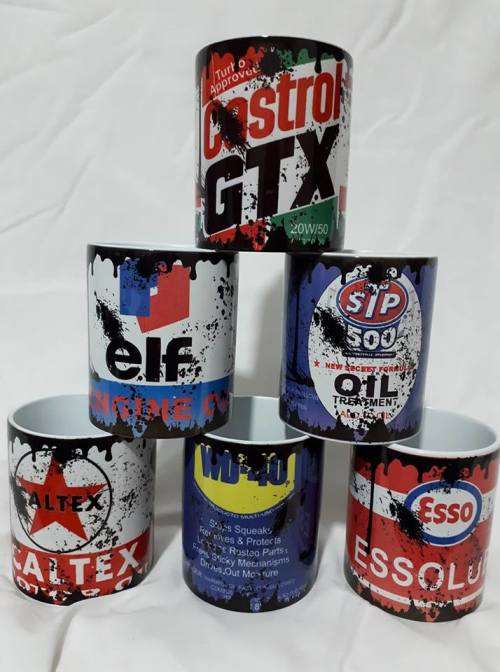 Vintage Oil Can Coffee Mugs set 2
