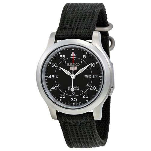 Seiko Men's SNK809 Seiko 5 Automatic Stainless Steel Watch with Black Canvas Strap