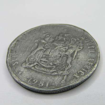 *** RARE *** South Africa Prison Money Lead cast 1981 R1 coin