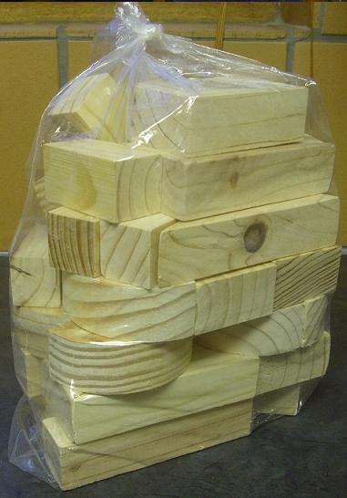 A bag of wooden shapes to paint in any colour you want and have building fun afterwards