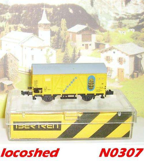 Reefer Wagon for Bananas, 2-axle/65mm, boxed (not original box), top conditn N0307 Ibertren-MiniTrix