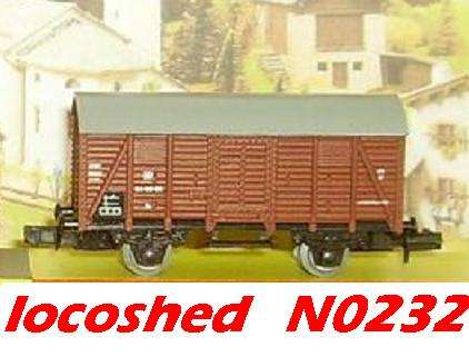 Closed Goods Wagon, 2-axle/65mm, boxed, top condition N0232 PIKO