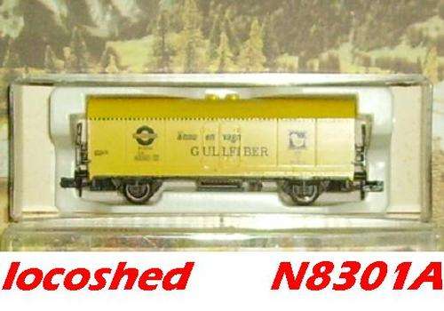 Closed Goods Truck Gullfibre w. 2 raised brake platforms 80mm mint boxed N8301A FLM