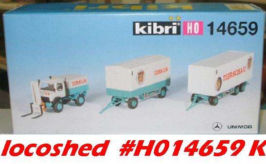 Unimog (MB) Forklift Tractor with 2 Circus Trailers H01/87 Kibri14659 NEW KIT  #9209 Kibri