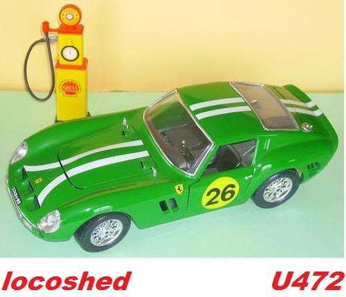 Ferrari GTO 1962  green-met+stripes+no26 Bburago.Italia top pre-owned #U472