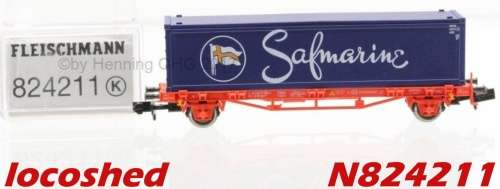 N gauge Container Wagon (40ft) (2-axle/90mm) SAFMARINE container,  mint boxed N824211 FLM