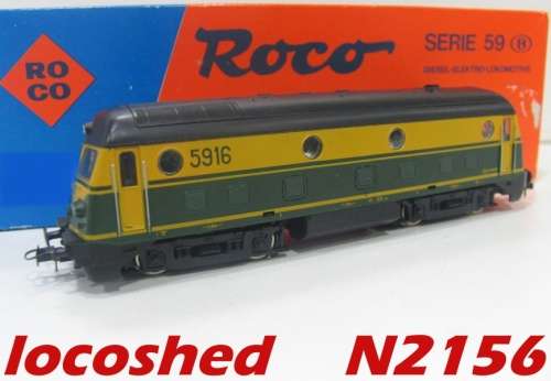 Series 59B (belgian) med. haul., 4 axles, analogue, pre-owned, top-condition, boxed N2156 Roco