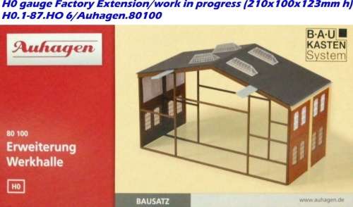 H0 gauge Factory Extension/work in progress (210x100x123mm h) H0.1-87.HO 6/Auhagen.80100