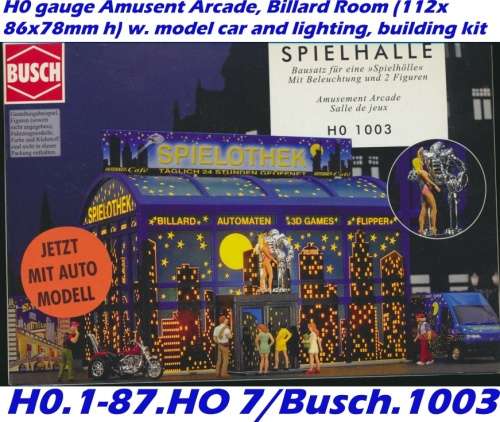 H0 gauge Amusement Arcade, Billard Room (112x86x78mm h) building kit H0.1-87.HO 7/Busch.1003