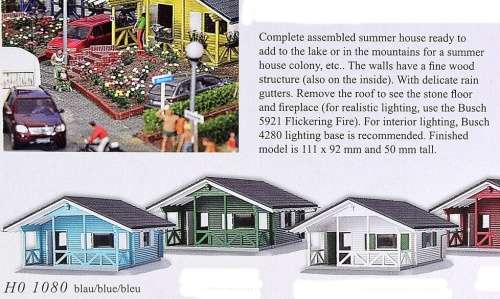 H0 gauge Holiday Cottage (BLUE) ready made 111x92mm H0.1-87.HO 7/Busch.1080