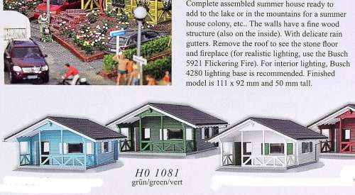 H0 gauge Holiday Cottage (GREEN) ready made 111x92mm H0.1-87.HO 7/Busch.1081