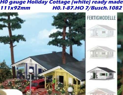 H0 gauge Holiday Cottage (white) ready made 111x92mm H0.1-87.HO 7/Busch.1082