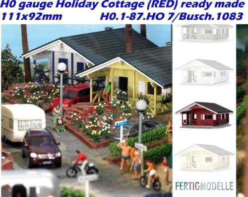 H0 gauge Holiday Cottage (RED) ready made 111x92mm H0.1-87.HO 7/Busch.1083