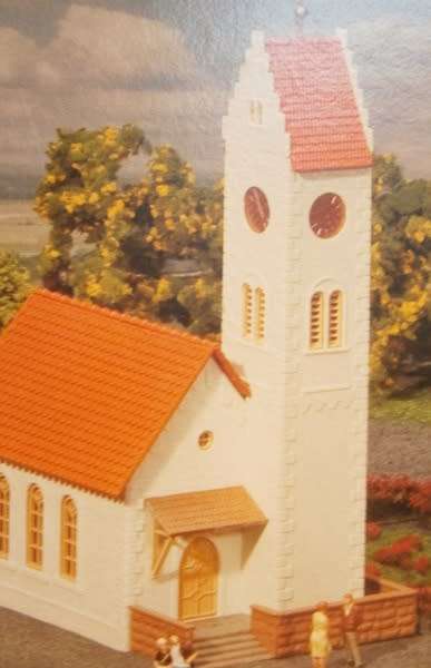 H0 gauge Village Chapel w. steeple top variations (142x80mm) building kit H0.1-87.HO 6/Faller.130238