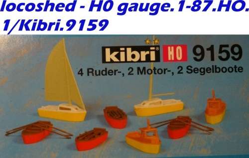 H0 gauge selection of Boats rowing-4, motor-2, sailing -, H0 gauge.1-87.HO. 1/Kibri.9159