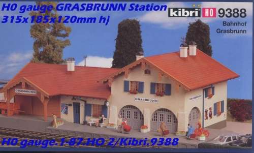 H0 gauge GRASBRUNN Station (315x185x120mm h) building kit, H0 gauge.1-87.HO 2/Kibri.9388