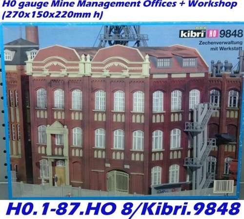H0 gauge Mine Management Offices + Workshop (270x150x220mm h) bdg kit, H0.1-87.HO 8/Kibri.9848