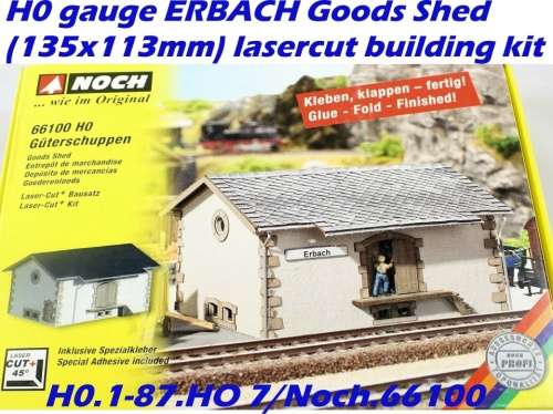 H0 gauge ERBACH Goods Shed (135x113mm) lasercut building kit H0.1-87.HO 7/Noch.66100