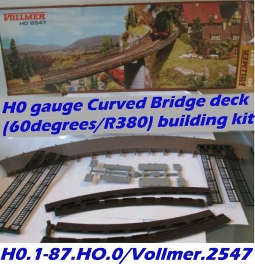 H0 gauge Curved Bridge deck (60degrees/R380) Vollmer building kit, H0.1-87.HO.0/Vollmer.2547