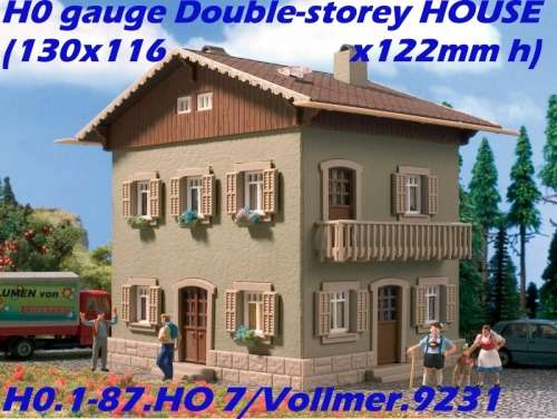 H0 gauge Double-storey HOUSE (130x116x122mm h) building kit, H0.1-87.HO 7/Vollmer.9231