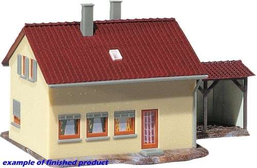 H0 gauge suburban Residence w. carport 127x114x75mm building kit #H0.1-87.HO Faller.131224