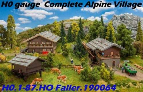 H0 gauge Complete Alpine Village 1 Chalet, Barn + Hammer-Mill building kit #H0.1-87.HO Faller.190064