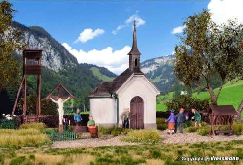 H0 gauge Alpine Wayside Chapel + Hunting Stand + Scenic Forest decor bldgkit #H0.1-87.HO Kibri.9780