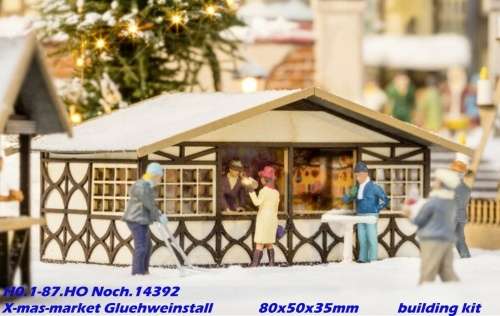 H0 gauge X-mas-market Gluehweinstall 80x50x35mm building kit #H0.1-87.HO Noch.14392