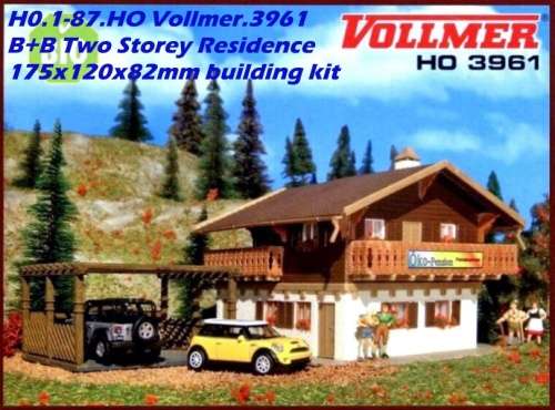 H0 gauge B+B Two Storey Residence 175x120x82mm building kit #H0.1-87.HO Vollmer.3961