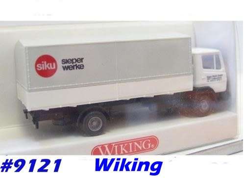 Mercedes-Benz 814 flatbed truck, tarped, white H01/87 Wiking NEW+boxed #9121 Wiking