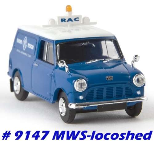 Austin Mini Van RAC Radio Rescue 1975 blue 1/87 HO gauge Brekina NEW+boxed