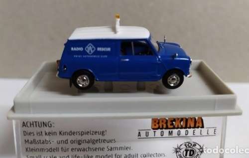 Austin Mini Van RAC Radio Rescue 1975 blue 1/87 HO gauge Brekina NEW+boxed