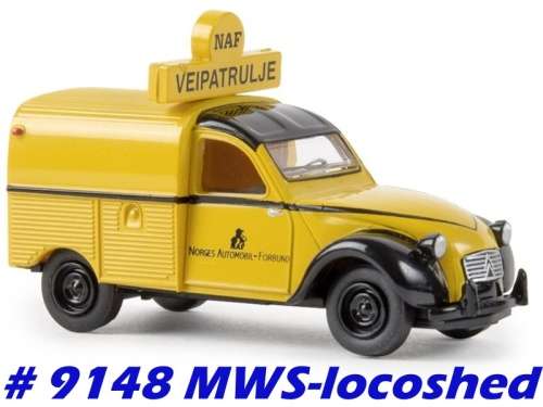 Citroen 2CV 1972 yellow Norway Hi-way Patrol NAC 1/87 HO gauge Brekina NEW+boxed