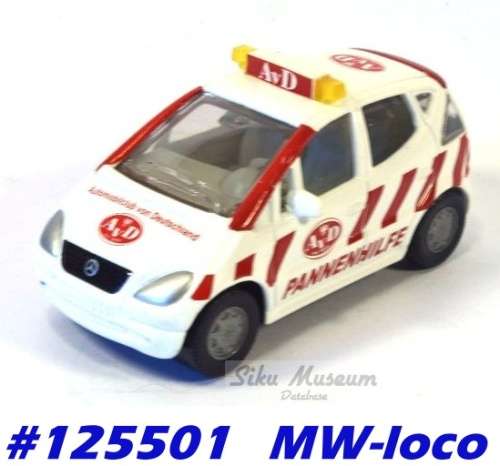 Mercedes-Benz A160 2001 white AVD Breakdown Assistance 1/55 Siku NEW+boxed #125501 MW-loco