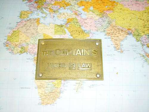 1 Brass Plaque "The Captain's Word is Law" - Yacht or Bar decoration!