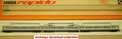 N gauge 3pce-Set Electric City Commuter Train by Arnold - top condition - 7 days money-back g'tee
