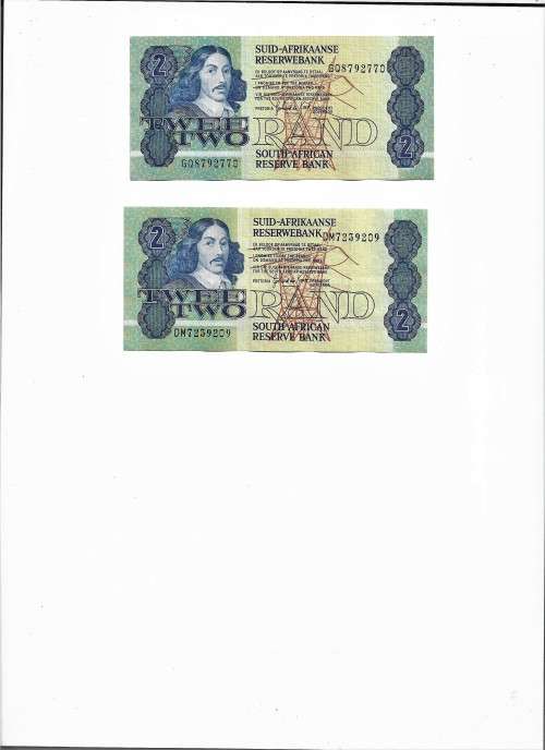 South African Two Rand Notes Unc