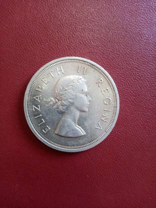 South African Silver 1958 Queen 5 Shilling Coin